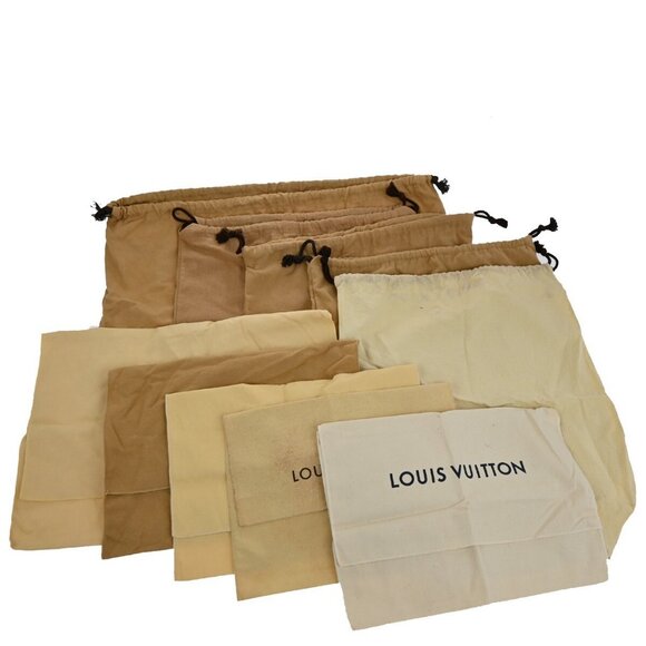 LOUIS VUITTON Logo 10 Set Dust Bag Drawstring Canvas Cotton Beige Brown - Picture 4 of 16